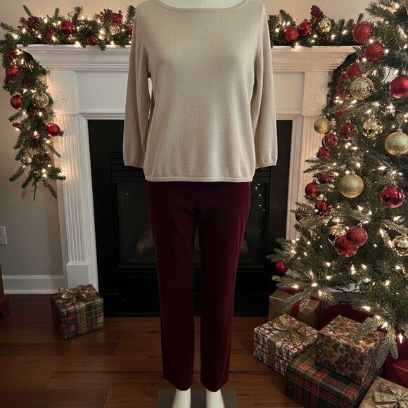 Knit Pullover Sweater All Points By Reference Point Size L Silk Cashmere Blend B - Picture 3 of 8